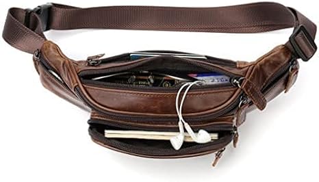 Genuine Leather Waist Bag for Men Women Travel Hiking Running Fanny Pack Phone Wallet Holder, Coffee, Vintage