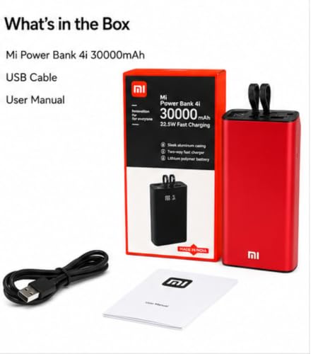 Image of 30000mAh Fast Charging Power Bank with Built-in USB-C & Lightning Cables 22.5W PD & QC Output Digital LED Display Portable Battery Pack for Smartphones Tablets & USB Devices