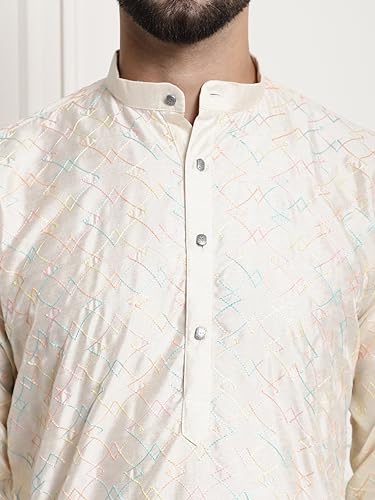 Image of SOJANYA (Since 1958 Men's Silk Blend Kurta and Pyjama with Nehru Jacket