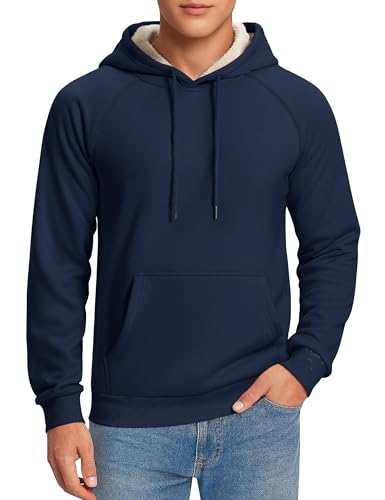 Cavva Men's Sherpa Hoodie Fleece Lined Pullover Warm Thermal Winter Workwear Mens Windproof Heavyweight Sweatshirt