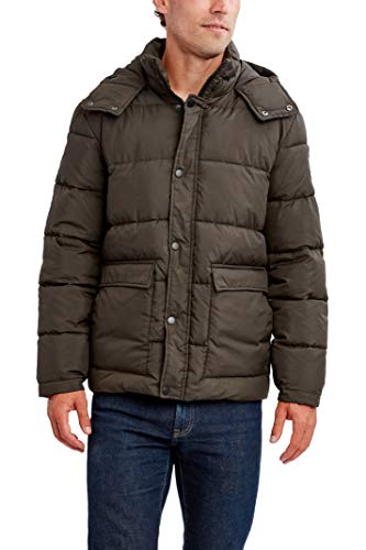 HFX Men's Puffer Jacket with Hood, Water and Wind Resistant
