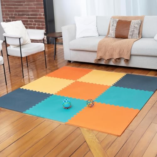 MioTetto Baby Play Mat, Soft Foam Floor Tiles for Kids. Adjustable Interlocking Foam Tiles, Fits with 74x74 Playpen Baby mat for Crawling & Development, Safe & Non-Toxic Playmat for Babies 6-12 Months