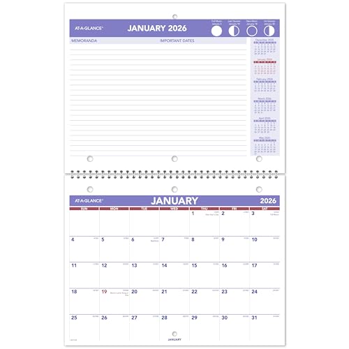 at-a-glance 2026 wall calendar 8534 x 1134 small unruled blocks monthly pm1702826