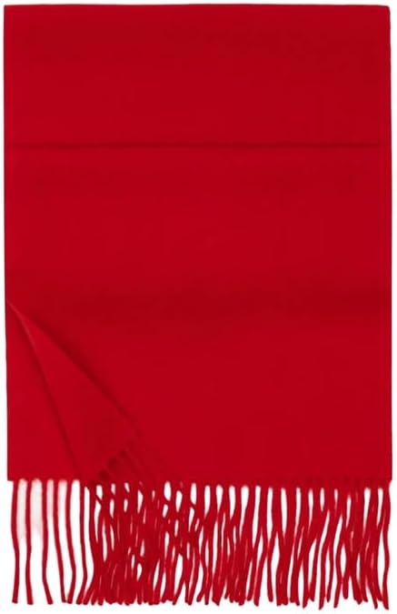 Vsadsau Solid Color 100% Wool Scarf For Women Tassel Shawl Cold Weather Warm Long Wrap Scarves