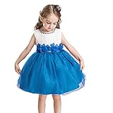 baixia ragazza principessa tutu vestito bambini ragazze abito da sposa festa di compleanno bambini pizzo fiore perline abiti costume formale, blu, 4-5 anni