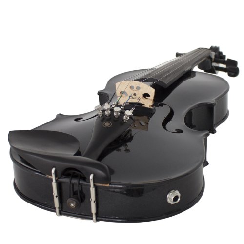 Image of Cecilio 4 /4 CVNAE-Black+SR Ebony Fitted Acoustic /Electric Violin in Metallic Black