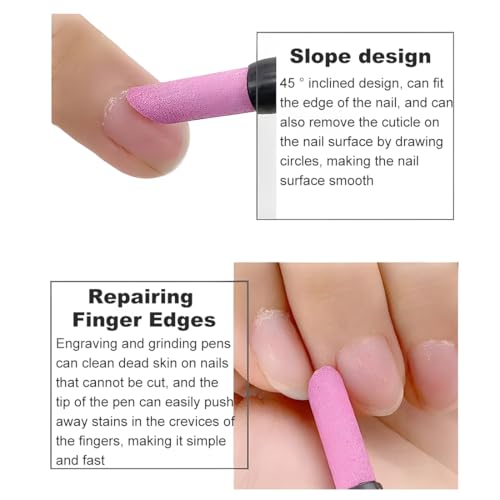 UEAVOID 5er-Pack Doppelköpfiges Nagelhautfeile Stein, Quarz Stift, Nagelfeile Stein, Quarzstein Nagelfeile, Nagelhautschieber, Nagel Schleifstift, Stein Nagelfeile Stift, Nagelschleifstifte