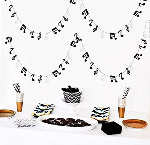 Furuix Girlande mit Musiknoten, G-Schlüssel-Girlande, Musik-Party-Banner, Musik-Motto-Party, Dekoration, Geburtstag, Rock-Star, Geburtstag, Rock and Roll Party, Musik Mottoparty Cover