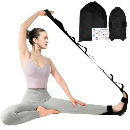 Peaken Sangle d'étirement de yoga, sangle de civière de jambe avec 7 boucles, civière de fascia pour la thérapie physique, danse et gymnastique