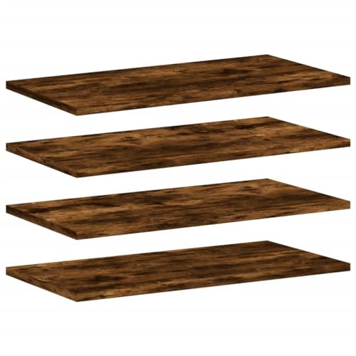 vidaXL Estantes de Pared 4 uds, Repisas para Cuadros Libros CD, Estanterías Flotantes, Baldas para Salón Dormitorio, Madera de Ingeniería Roble Humo