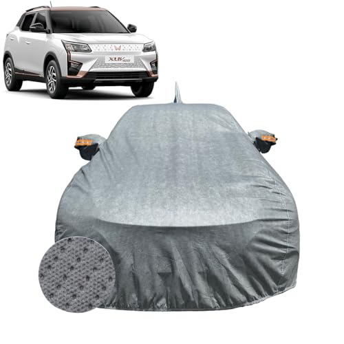 Image of Car Cover for Mahindra XUV 400 (2023-2026) | 100% Waterproof Cover with Antenna & Reflective Mirror Pockets | Dustproof, Scratchproof, Heatproof XUV 400 Car Cover |Soft Cotton Lining| Grey