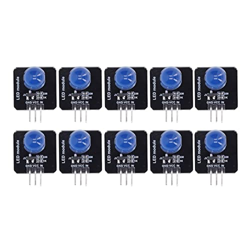 Agatige Módulo LED de 10 piezas, bombilla de chip de tablero de luz decorativa de 10 mm 3,3 V-5 V para decoración del hogar (MRB050E Azul)