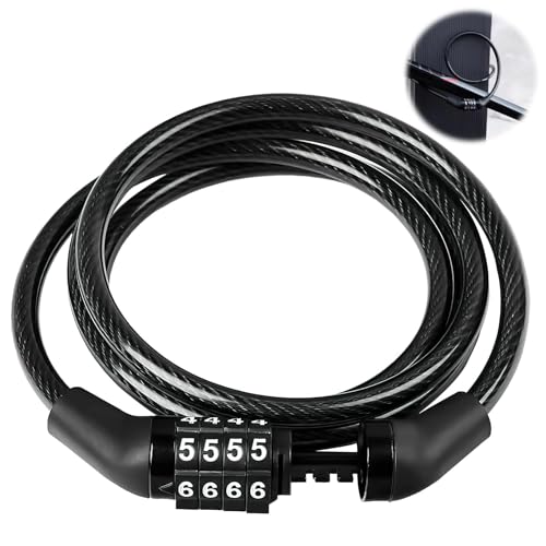 Serrure à Code à Quatre Chiffres pour Vélo, Antivol Portable pour VTT, Scooter Électrique, Vélo, Remorque de Remorquage, Haute Résistance aux Coupures,...