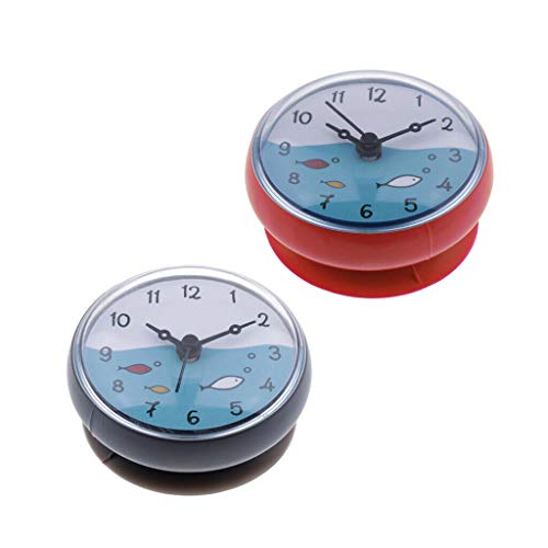Home Decor 2Pcs Shower Bathroom Clock Waterproof Mini Bath Wall Clock Moistureproof