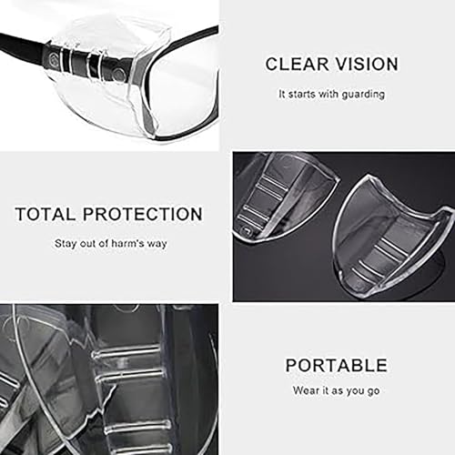 Image of 2 Pcs Safety Glasses Side Shields Clear Side Protectors for Eyeglasses, Protective Shields for Construction, Laboratory and Outdoor Work, Compatible with Most Safety Goggles and Eyewear