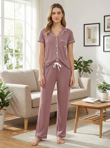 Image of BORN Pajamas for Women Set Button Down, 2 Piece Pajama Sets, Soft Womens Pajama Sets
