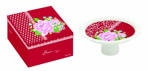 Baci Milano - Alzatina in Porcellana per Torta, Colore: Rosso