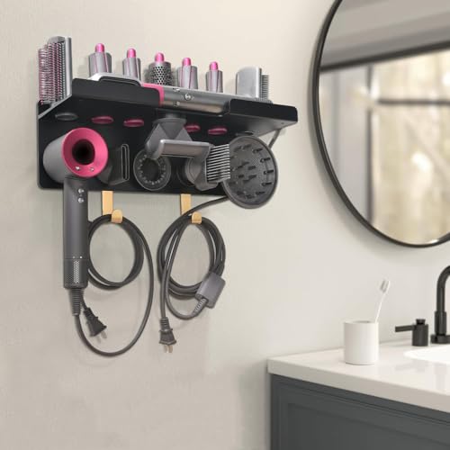 Dyson Airwrap Holder, Dyson Airwrap Wall Mount, 2in1 Dyson Airwrap Organizer and Dyson Hair Dryer Holder, Dyson Hair Dryer Stand for Dyson Airwrap Styler & Supersonic Nural Black UEMUSI - Image 3