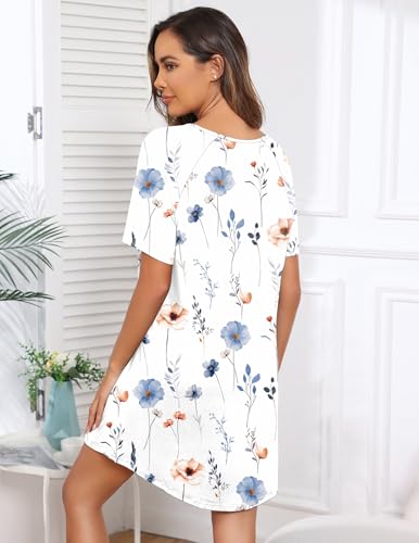 Image of Ekouaer Sleep Shirts for Women Short Sleeve Night Shirts for Sleeping Pullover Nightgown Soft Nightdress S-XXXL