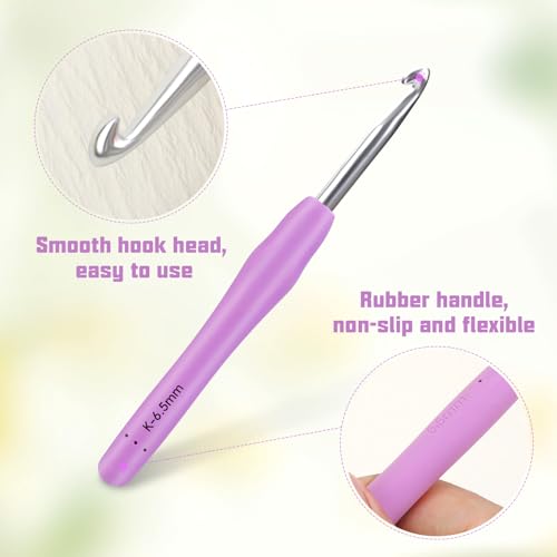 Image of Crochet Hook, 6.5 mm Ergonomic Crochet Hook, Crochet Needles for Arthritic Hands, Knitting Needles with Soft Handle Beginners and Experienced Hobbyists (6.5 mm)