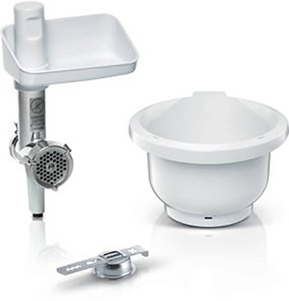 Bosch BakingSensation MUZS2BS, hachoir à viande, bol en plastique, embout à pâtisserie, disque perforé en acier inoxydable, 4 variantes de pâtisserie, convient pour robot de cuisine MUM série 2