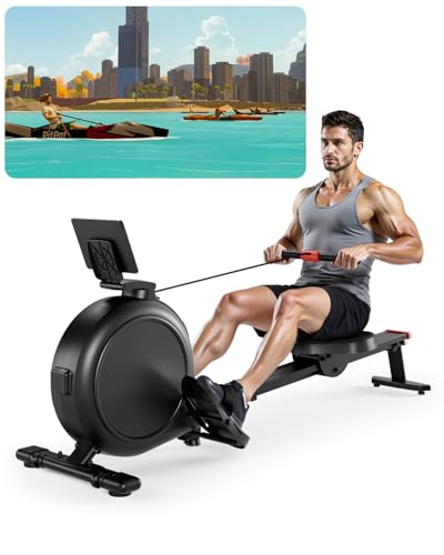Superun 32 Levels Rowing Machine, 136KG Weight Capacity Rowing Machine for Home Gym with Quiet Magnetic Resistance, Magnetic Rower with APP LCD Display Cardio Exerciser Equipment
