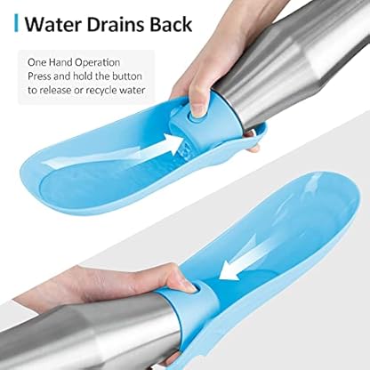 Heeyoo Portable Dog Water Bottle - Stainless Steel Dog Travel Water Bottle with Drinking Feeder, Leak Proof Dog Water Bottle Dispenser for Pets Outdoor Walking, Hiking, Travel, 27Oz - Image 4