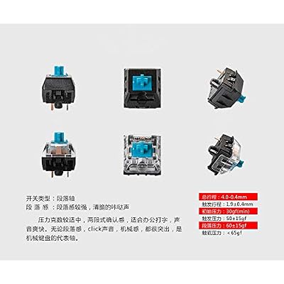 LUO Kaihua Blue Switch 3 Pin Keyswitch- Gaoteron& Cherry MX Equivalent DIY Replaceable Switches for Mechanical Gaming Keyboard (65 PCS) (Blue)