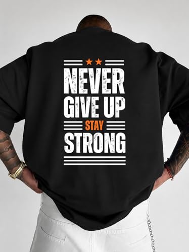 Image of Men's Oversized Round Neck Cotton Printed Gym T-Shirt for Men | Premium Soft Cotton Casual Loose Fit Half Sleeve Plain Tee Shirt