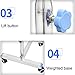 Adjustable Height Stainless Steel Mobile Mayo Tray Stand Trolley for Personal Care, Medical Equipment with Removable Tray & Wheels