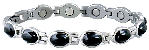Preisvergleich Produktbild Magnetisches Armband für Damen Edelstahl und die Edelsteinen schwarze