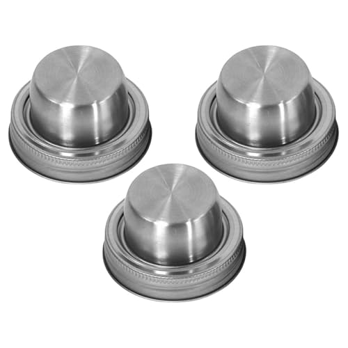DONFAMDS 3piezas Tapa De Coctelera De Acero Inoxidable Diseño Prueba De Fugas Compatible Tarros Estándar para Almacenamiento De Especias y Harina para Fiestas y Bares