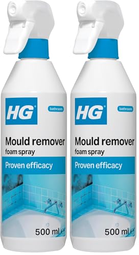 HG Mould Remover Foam Spray, Mould Spray & Mildew Cleaner, Removes Mould Stains From Walls, Tiles, Bathroom Seals & More - 500ml (Pack of 2) option