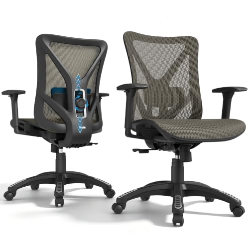 Image of Ergonomic Office Chair, Mesh Computer Desk Chairs with BIFMA X5.1 Certified, Adjustable Lumbar Support, 3D Arm, Tilt Back, Wide Seat, Comfy Swivel Work Task Chair for Company and Home (Coffee Brown)