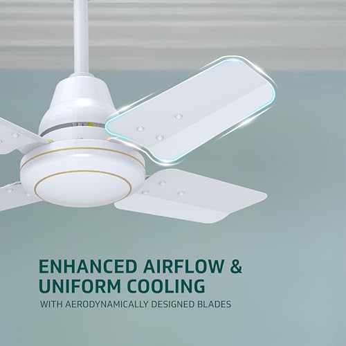 Image of V-Guard Windle Pro Ps High Speed Ceiling Fan For Home | 830 RPM Motor | BEE 1 Star Rating | Glossy Finish | 4 Blade Ceiling Fan | 600 mm Sweep | White