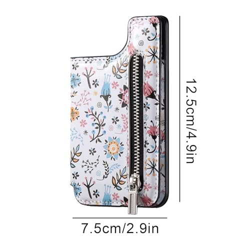 Magnetic Stick on Phone Wallet - Small Floral Pattern Design, RFID Anti-Theft Protection, Secure Holder for Coins, Cash & Credit Cards - Ideal for On-The-Go Users, Daily Use, Travel, Shopping, Black3