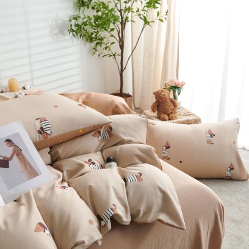 Tospass Baumwolle Bettwäsche 135x200 Dackel Khaki Bunt Dachshund Bettwäsche-Sets Mädchen Aesthetic Kinderbettwäsche ÖKO-TEX Deckenbezug 1 Bettbezug mit Reißverschluss und 1 Kissenbezug 80x80cm