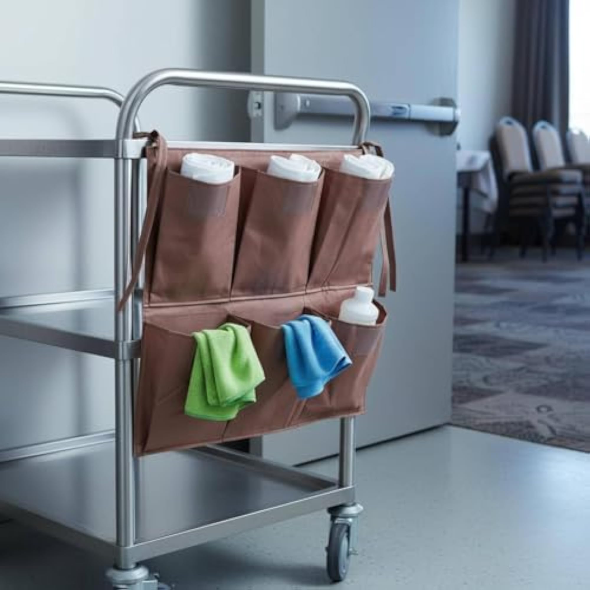 Pocket Textile Hanging Closet Organizer with Hooks for Clothes