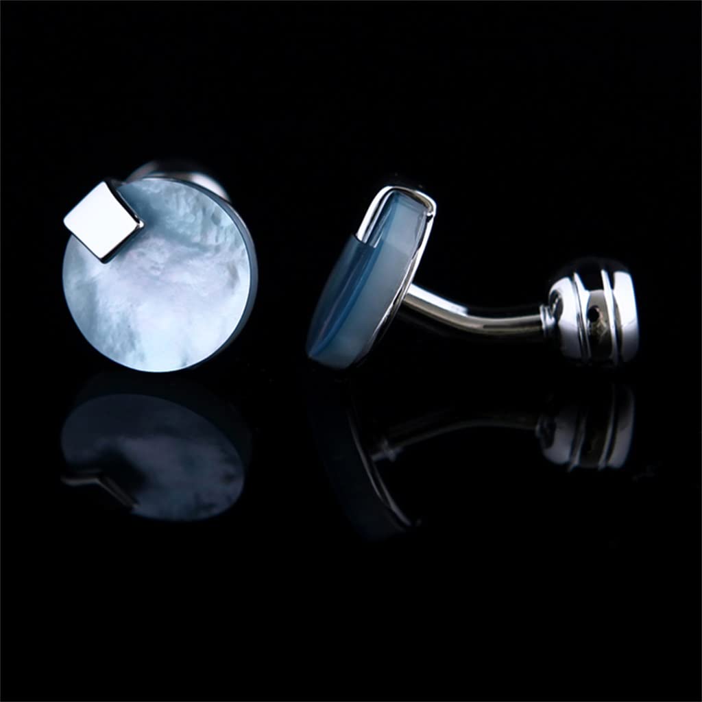 Camisas Gemelos para Hombre Gemelos De Concha Azul Botones Boda Novio Invitado Camisas Gemelos Accesorios