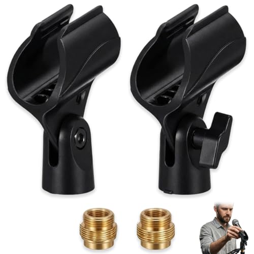 Zlokdraxy Lot de 2 Supports de Microphone Universel, Clip Réglable 180° Antidérapant avec Adaptateur 5/8