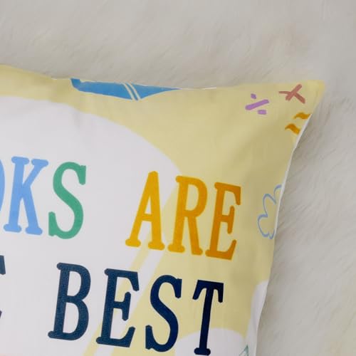 COZZSNUGE Reading Cushion Covers Colorful Books Kids Velvety Decorative Pillowcases for Sofa Bed Home Kids Room Classroom 45 x 45 cm Set of 4 - Image 3