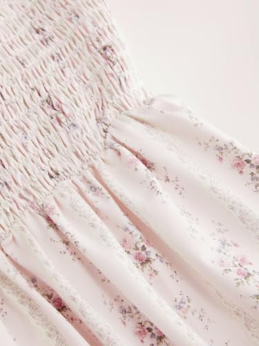 Image of CIDER Womens Floral Smocked Dresses Square Neck Long Midi Sundress
