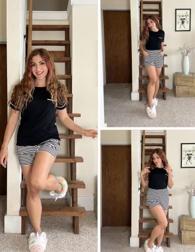 Ekouaer Womens 2-Piece Set Comfort Stripe Sleepwear Cotton Pajama Set Women's Sweatsuits, Black Xl #TOP3