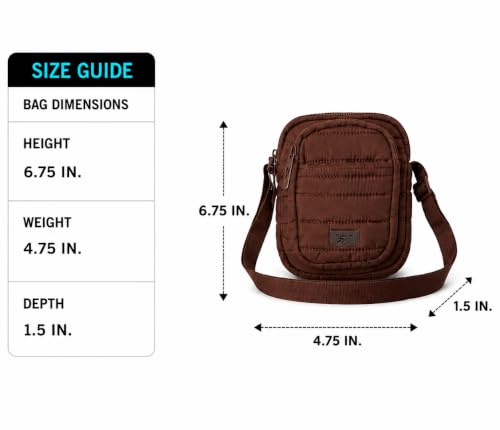Image of Reebok Womens Crossbody Bags - Lightweight Sling Cell Phone Purse, Quilted Small Crossbody Bags Women