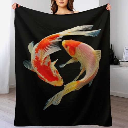 Manta de forro polar suave Koi para sofá cómoda para cualquier época 2