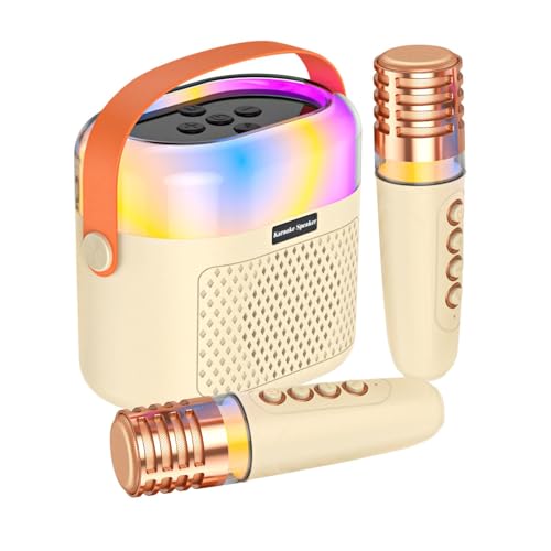 Portable Karaoke Machine, Kids Karaoke Speaker, Wireless Microphones Included, Home Karaoke System, Rechargeable Karaoke Machine, Karaoke Speaker, Singing Machine for Kids