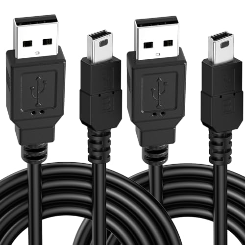 TwinkleHom 2Pack Mini USB Cable (1M) USB 2.0 Type A to Mini B High Speed Data Sync Charging Cord Compatible with Blue Yeti Microphone GoPro Hero Digital Camera Dash Cam PS3 Controller MP3 Players