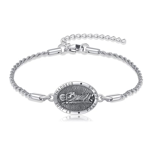 YAFEINI Saint Jude Bracelet for Women 925 Sterling Silver Saint Jude Bracelets Jewelry Gifts
