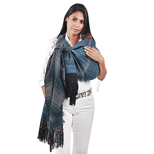 Rebozo Portabebé Artesanal, Fular Corto, 100% Algodón con detalle de articela, 2.5 mts., con instructivo de nudos, (Jade)