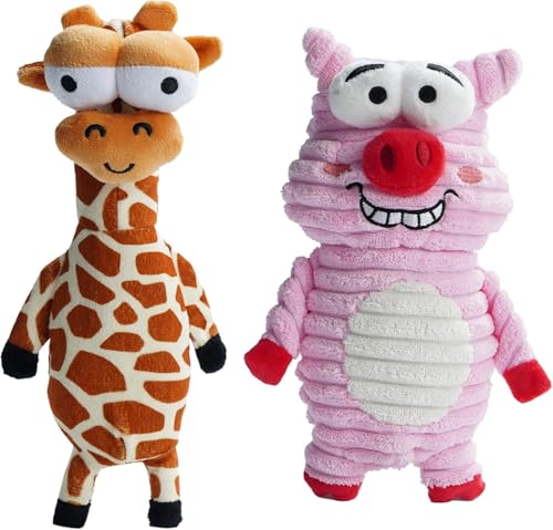 Nocciola - 2 Juguetes Chirriantes para Perros, 5 Divertidos Sonidos Extraños para 5 Animales Diferentes, Juguete Estimulante Duradero para Pequeños a Grandes